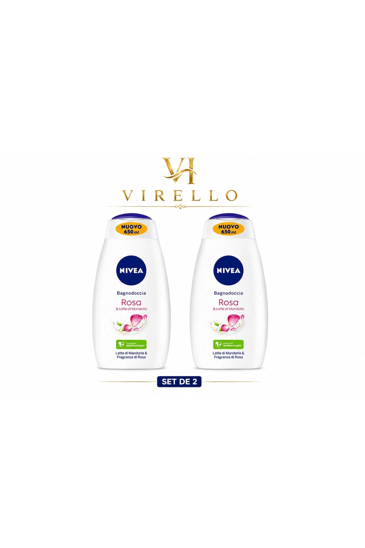 Set 2 Geluri de Duș Rosa & Lapte de Migdale, 650 ml fiecare