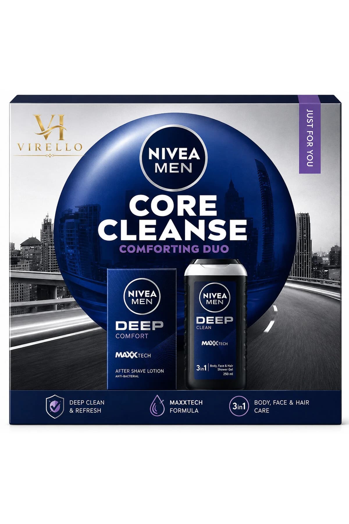 Set cadou Men Core Cleanse Comforting Duo – After Shave Deep Comfort + Gel de duș Deep Clean 3în1