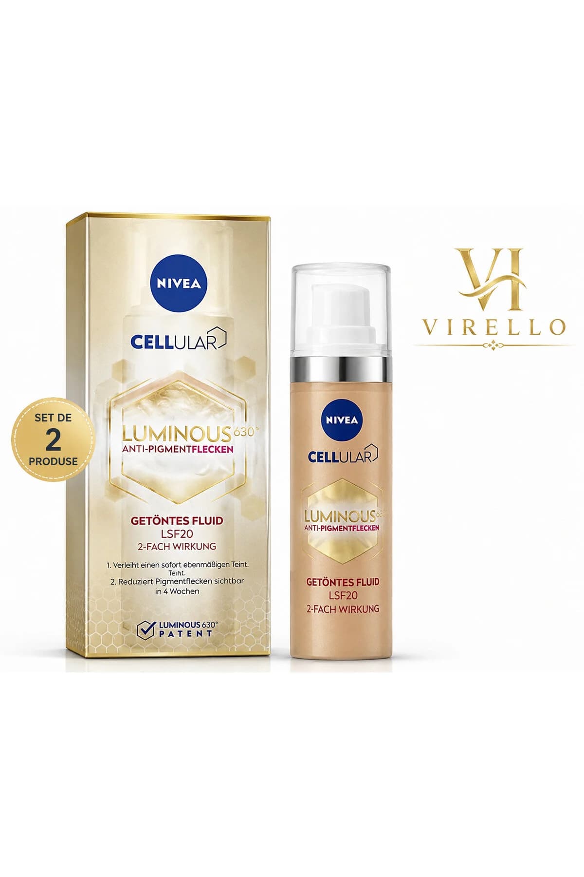 Set 2x Cellular Luminous630 Fluid Nuanțator Anti-Pete Pigmentare SPF 20, 40 ml