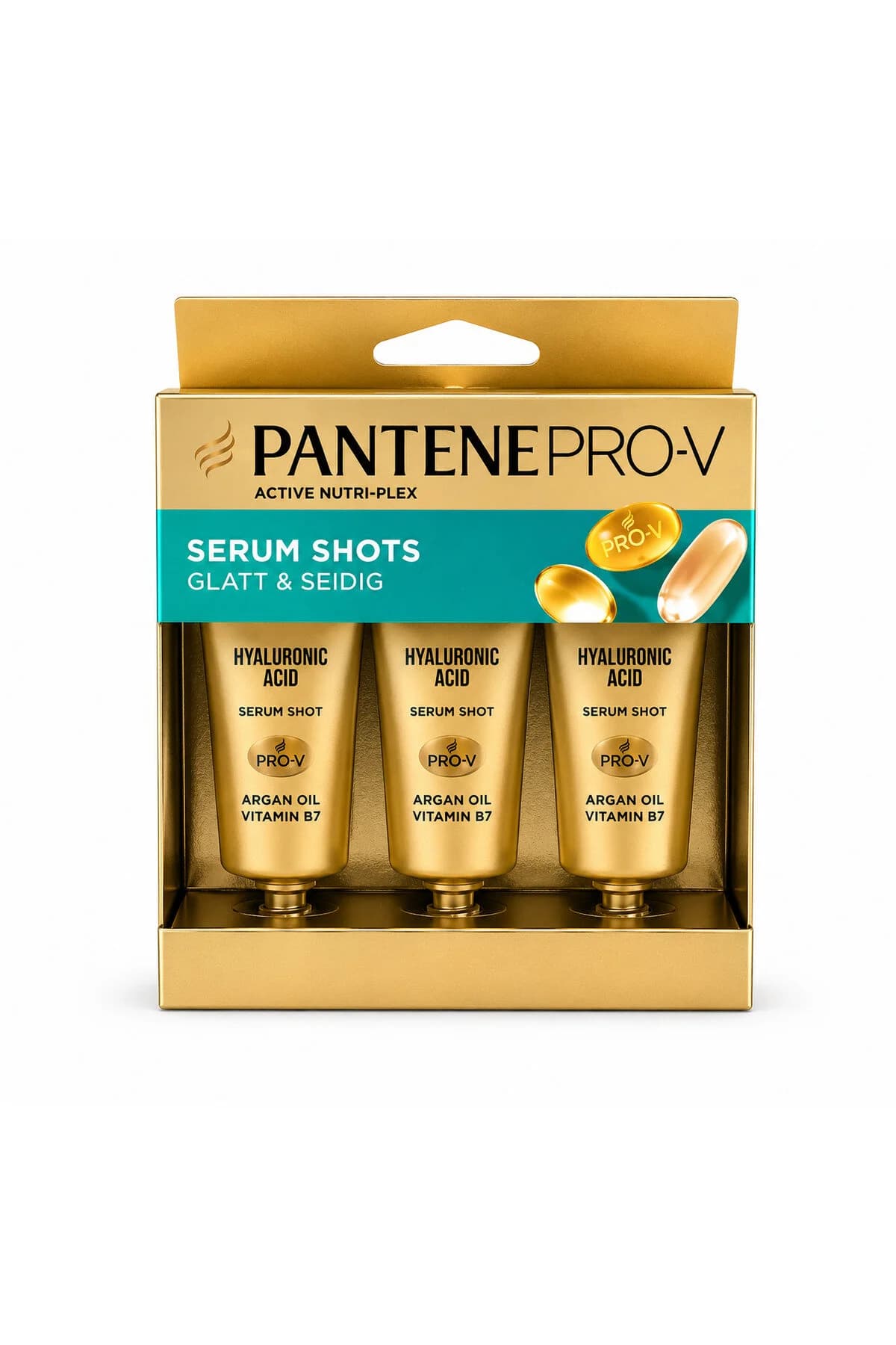 Tratament pentru păr Pro-V Serum Shots Glatt & Seidig, Acid Hialuronic, Ulei de Argan și Vitamina B7, 3 x 15 ml