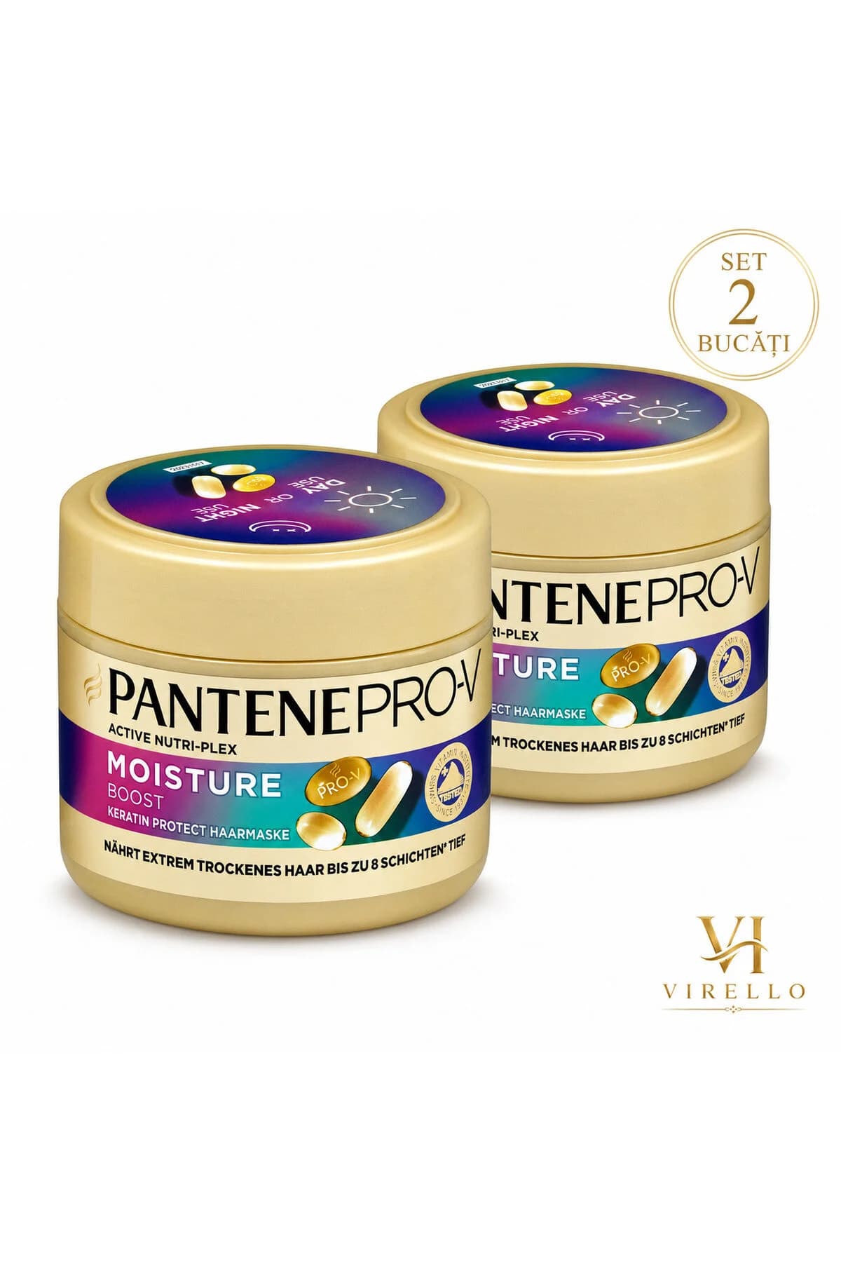 Set 2 x Pro-V Moisture Boost Mască de Păr cu Keratină, 300 ml