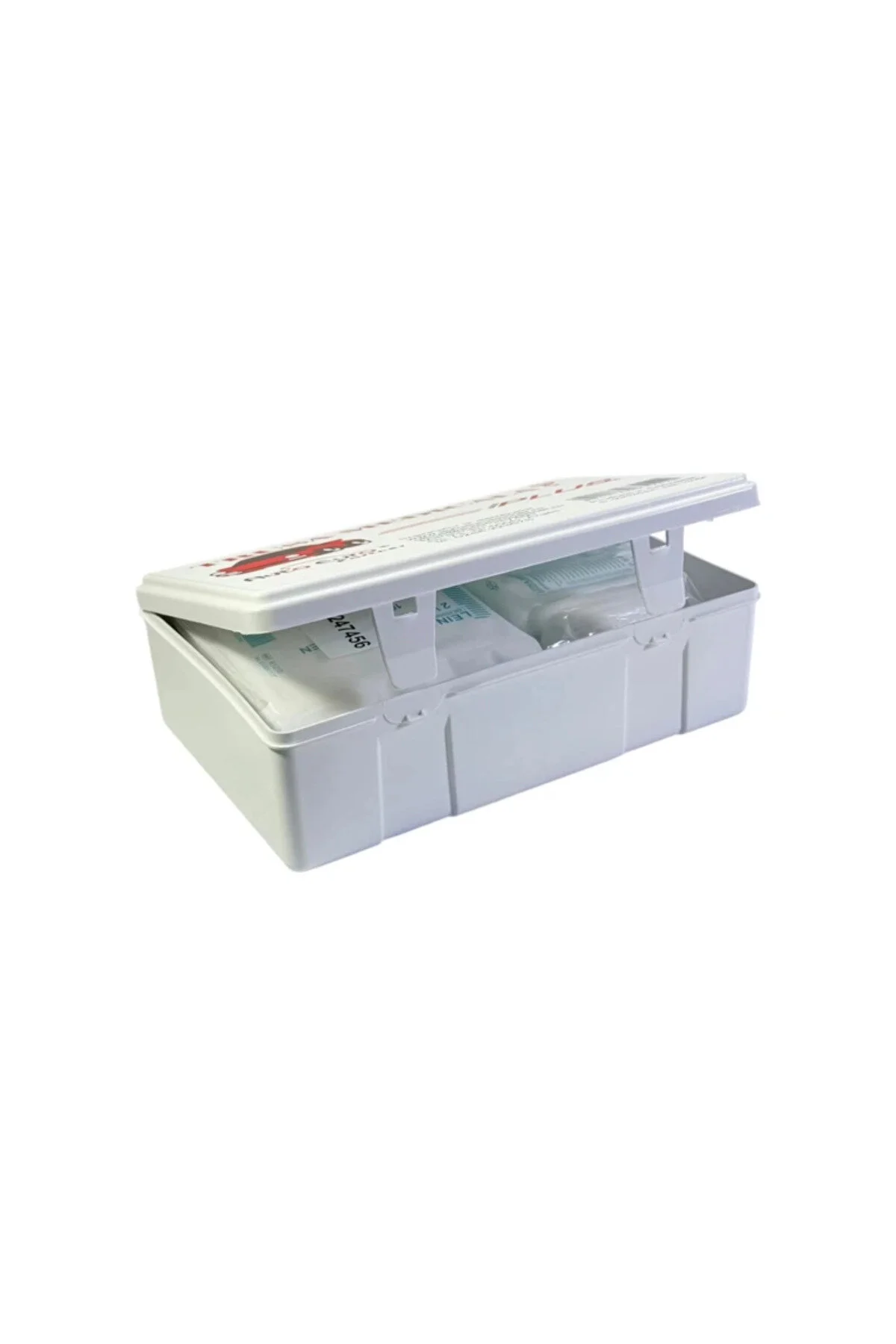 Trusă de prim ajutor auto omologată AD030 Auto Partner, cutie rigidă din plastic cu capac, format compact pentru mașină