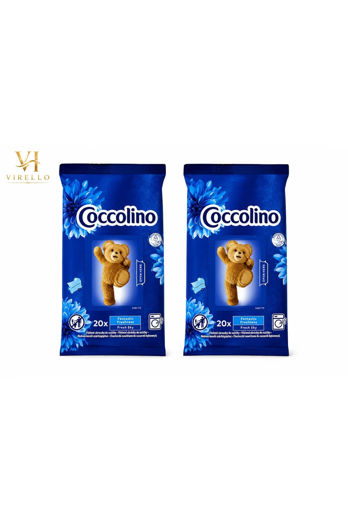 Set 2 x Șervețele parfumate pentru uscător Fresh Sky, 20 buc/pachet, prospețime pentru rufe