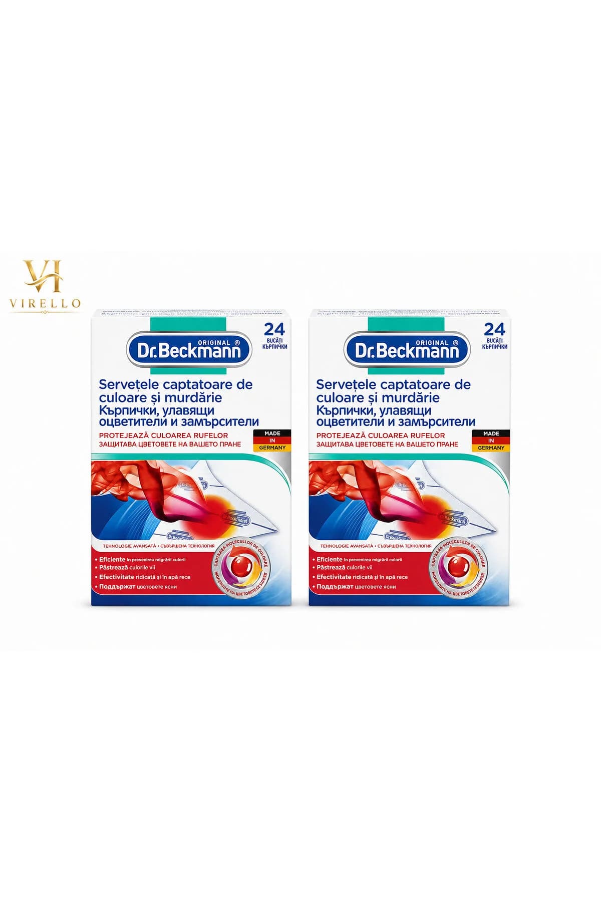 Set 2 x Dr. Beckmann Șervețele Captatoare de Culoare și Murdărie, 24 buc/pachet, 48 buc