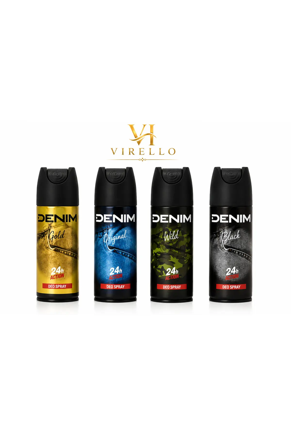 Set 4 Deodorante Spray pentru Bărbați – Gold, Original, Wild și Black, 4 x 150 ml