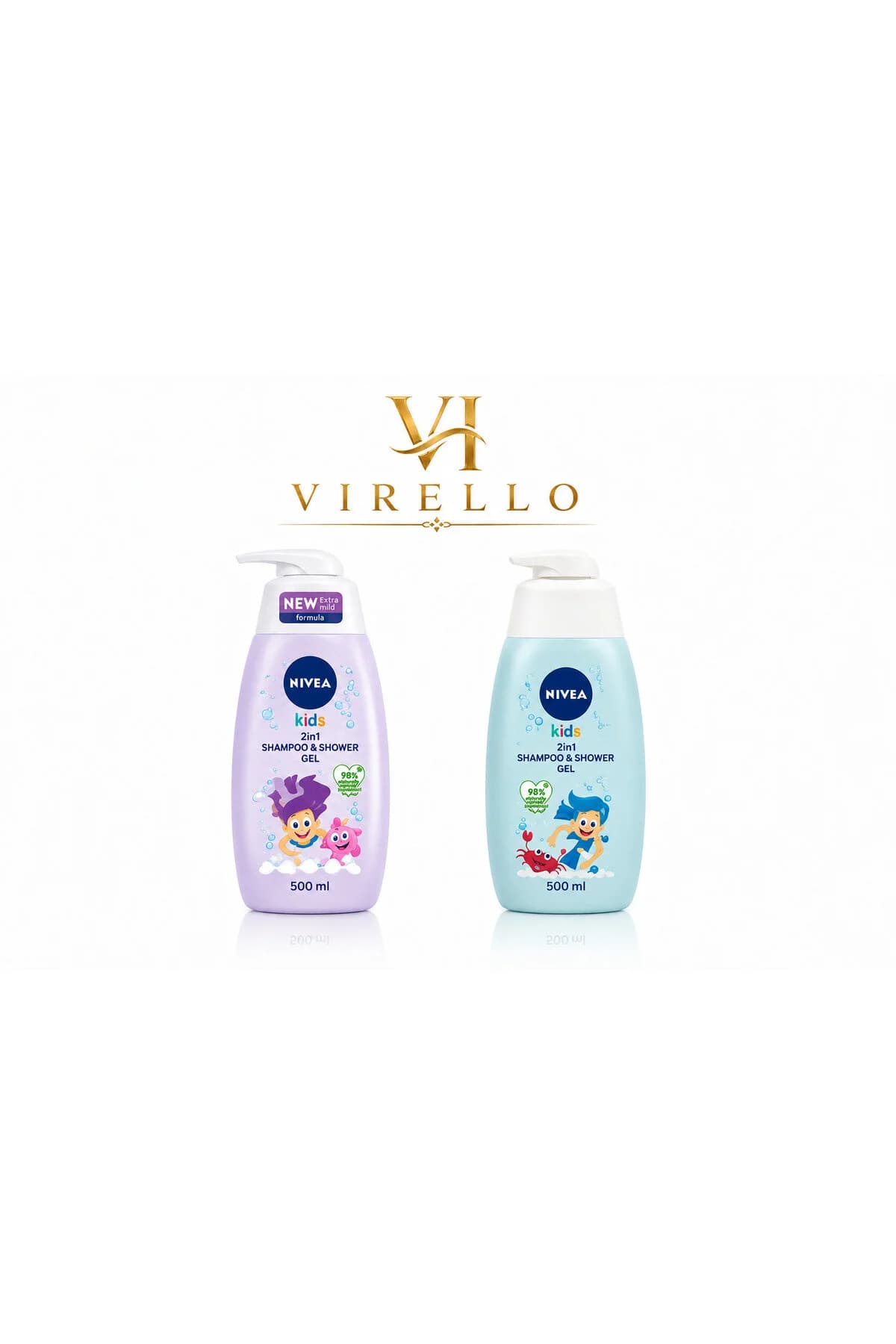 Set 2 Kids 2in1 Șampon și Gel de Duș pentru Copii, 500 ml fiecare