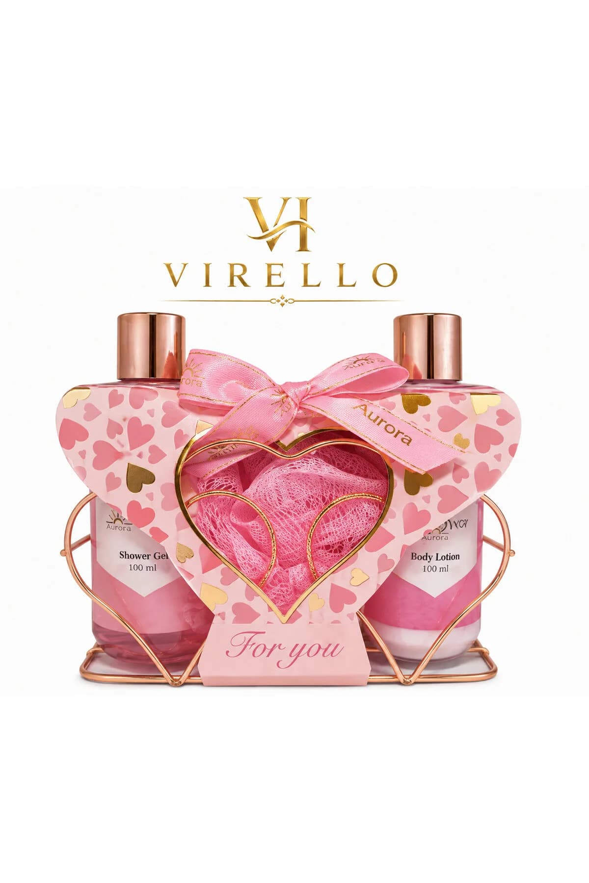Set cadou pentru îngrijire corporală, 3 piese, Shower Gel + Body Lotion + Burete de baie
