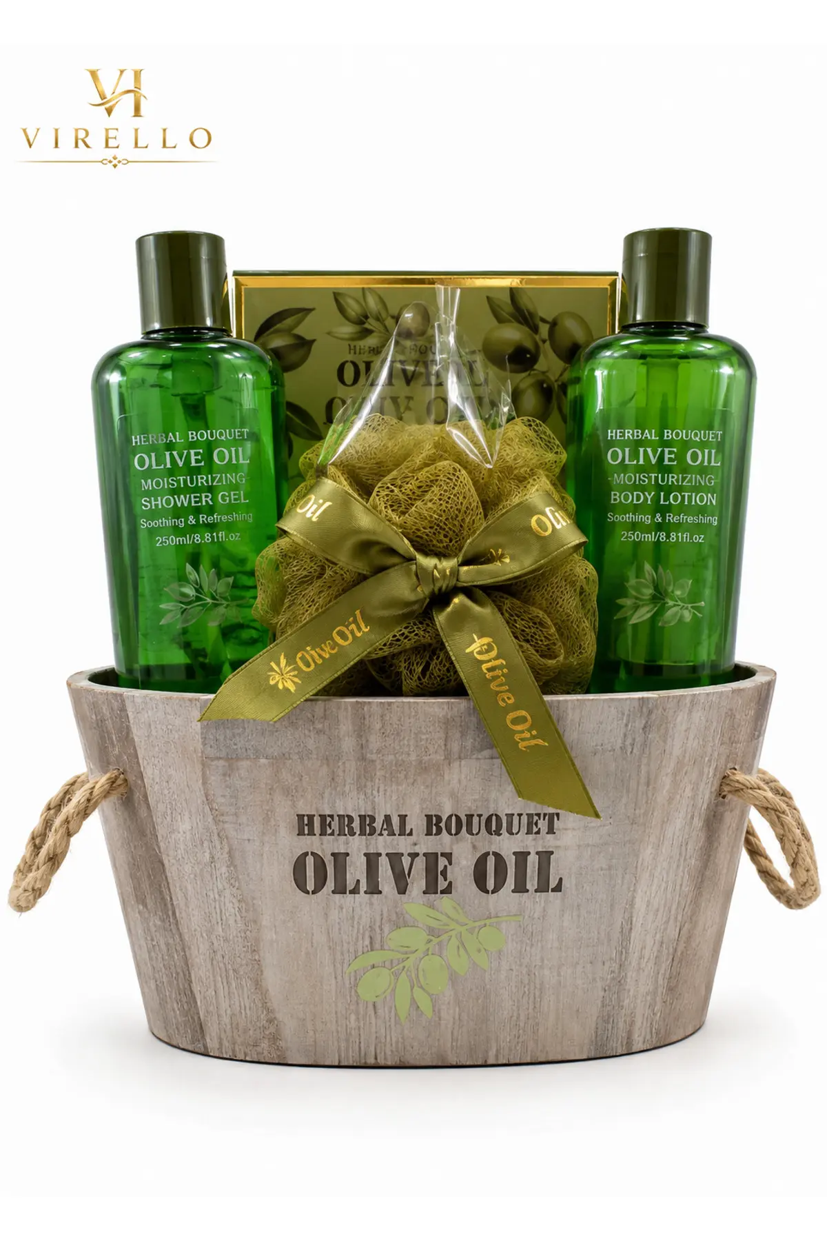 Set cadou Herbal Bouquet Olive Oil, 5 piese, îngrijire corp, cu ulei de măsline