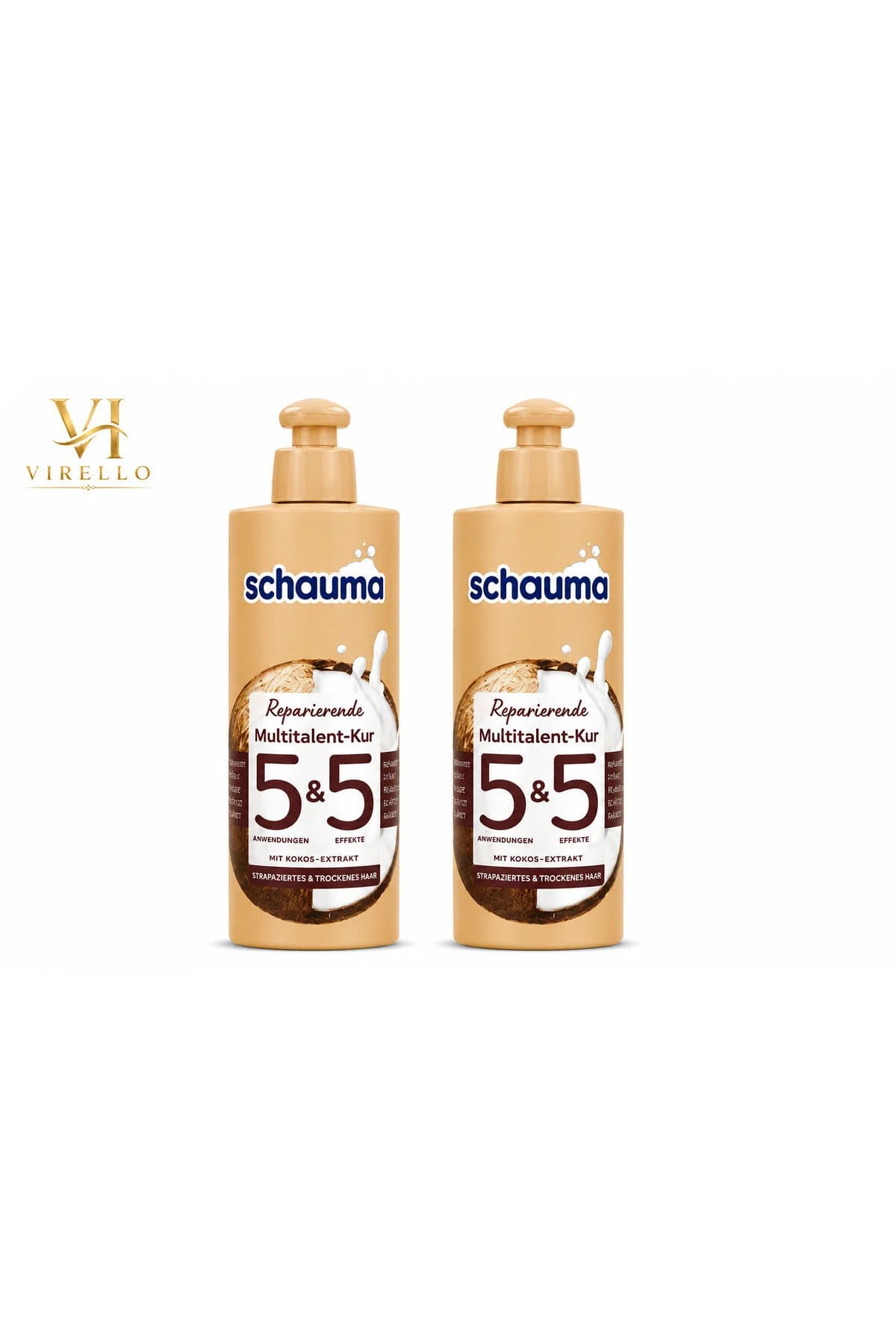 Set 2 x 300 ml Reparierende Multitalent-Kur 5&5, tratament reparator cu extract de cocos pentru păr uscat și deteriorat