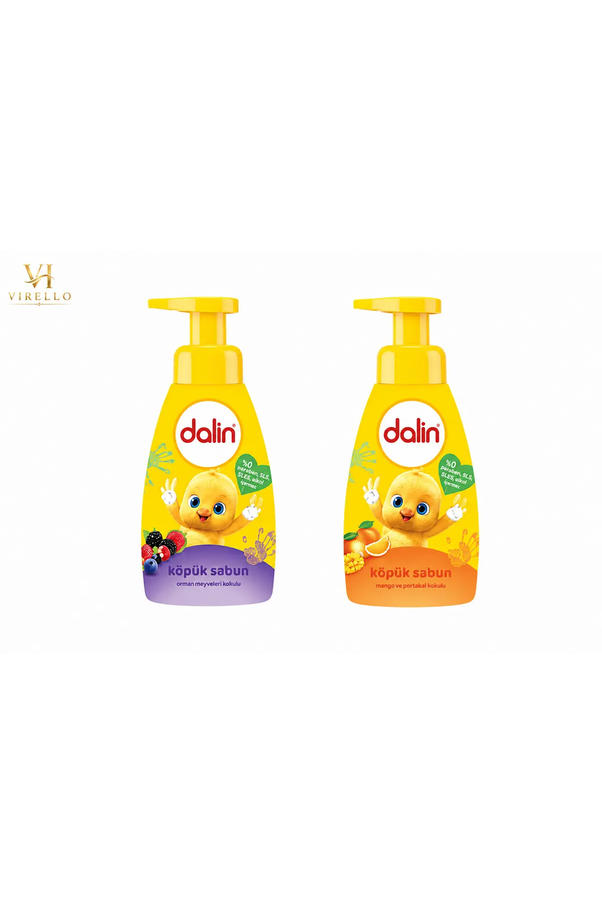 Set 2 x200 ml Săpun Spumă pentru Copii, Fructe de Pădure + Mango și Portocală