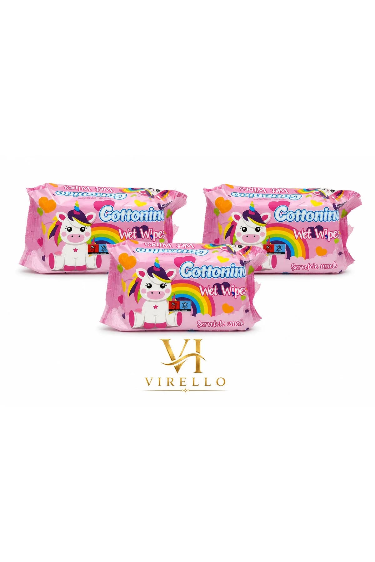 Set 3 pachete șervețele umede Wet Wipes cu unicorn