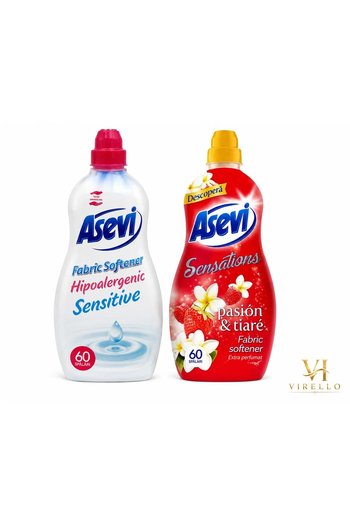 Set 2 Balsamuri de Rufe – Sensitive Hipoalergenic + Sensations Pasión & Tiaré, 2 x 1,44 L, 60 Spălări