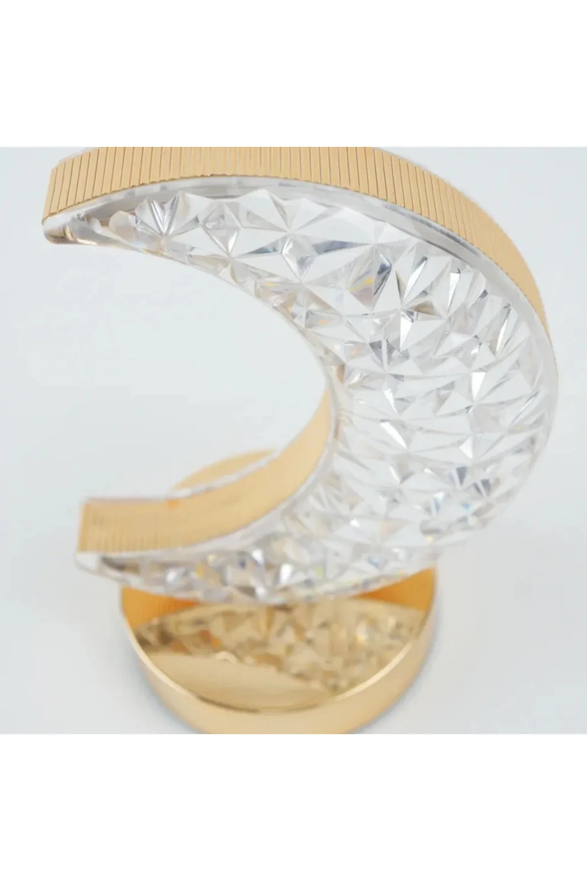 Lampă de masă USB în formă de lună aurie – Iluminare bicoloră, design modern și reglabil pentru birou sau dormitor