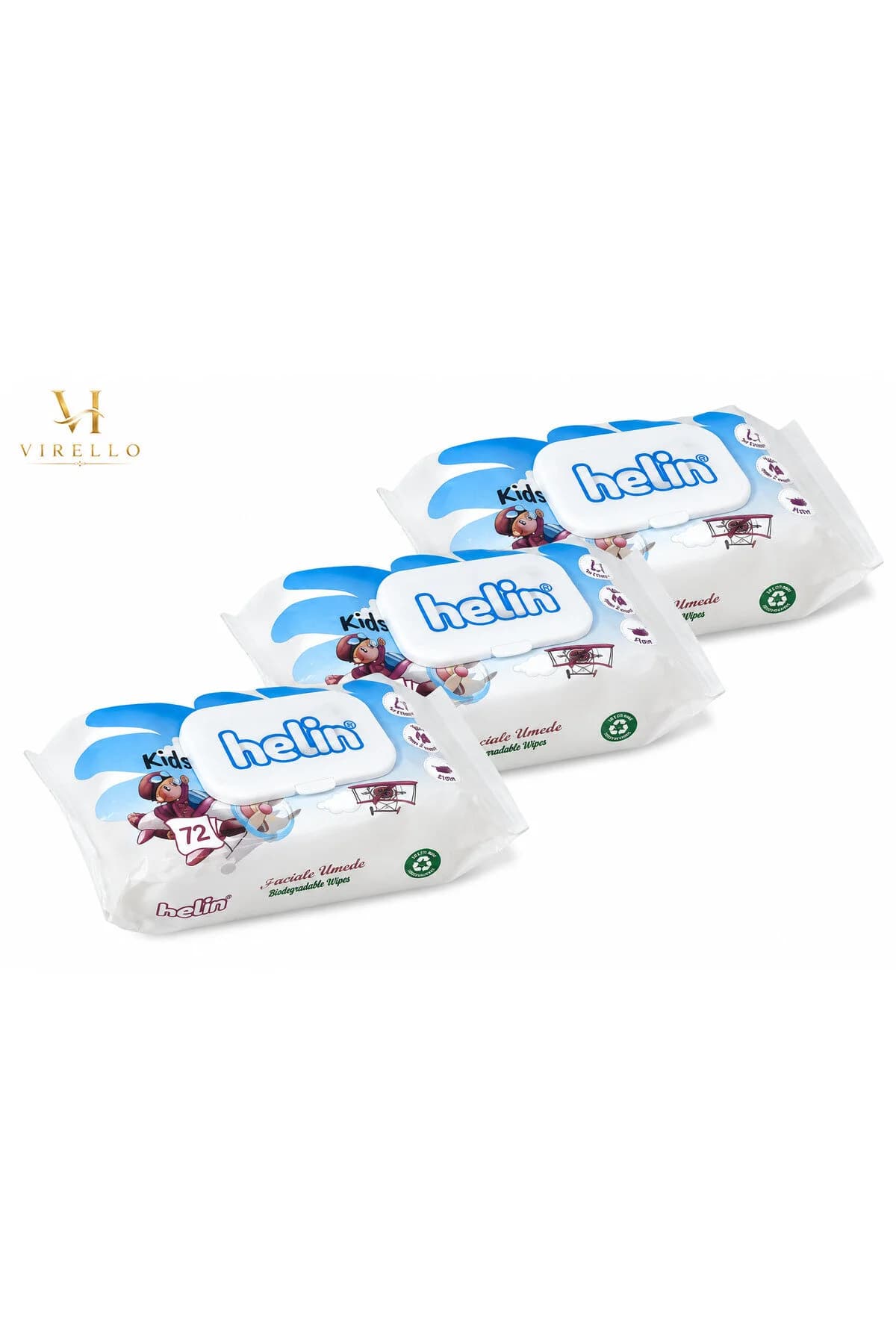 Set 3 x Șervețele Umede Kids cu Capac, 72 Buc/Pachet, 216 Șervețele