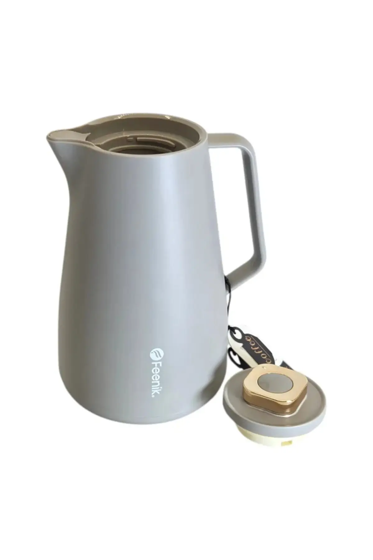 Cană termos de 1L cu izolație termică, recipient pentru cafea, ceai și băuturi calde sau reci, mâner ergonomic și capac etanș.