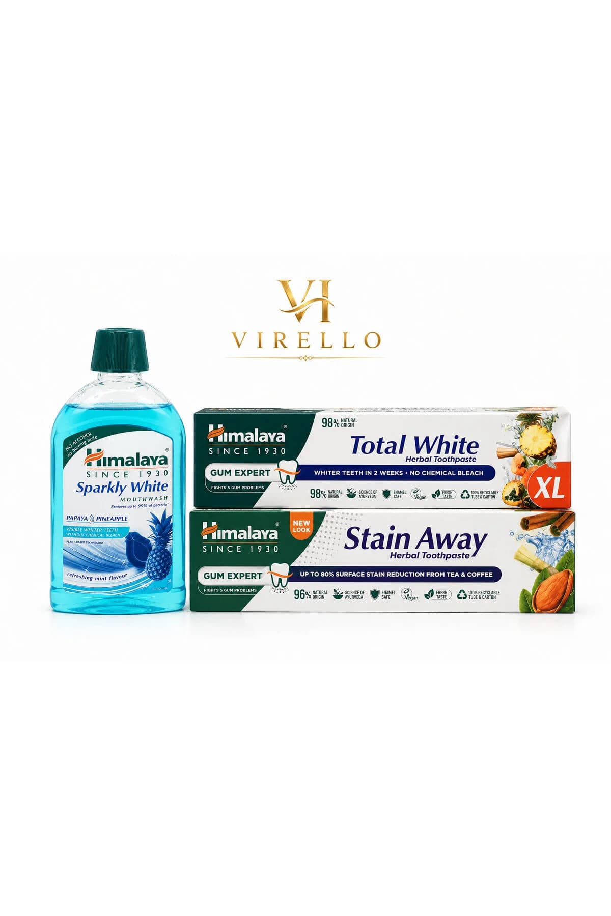 Set Îngrijire Orală – Apă de Gură Sparkly White + 2 Paste de Dinți Total White și Stain Away