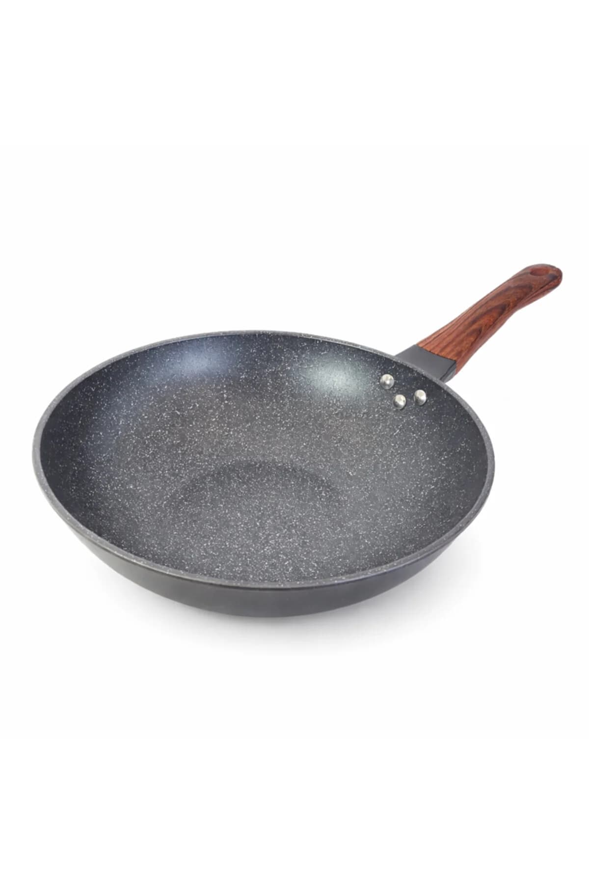 Tigaie antiaderentă de 32 cm, interior din granit, mâner ergonomic cu aspect de lemn, gătit uniform
