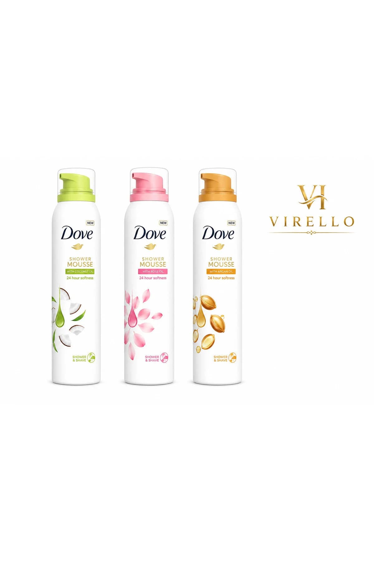 Set 3 x Shower Mousse, spumă de duș, 200 ml fiecare, variante mixte