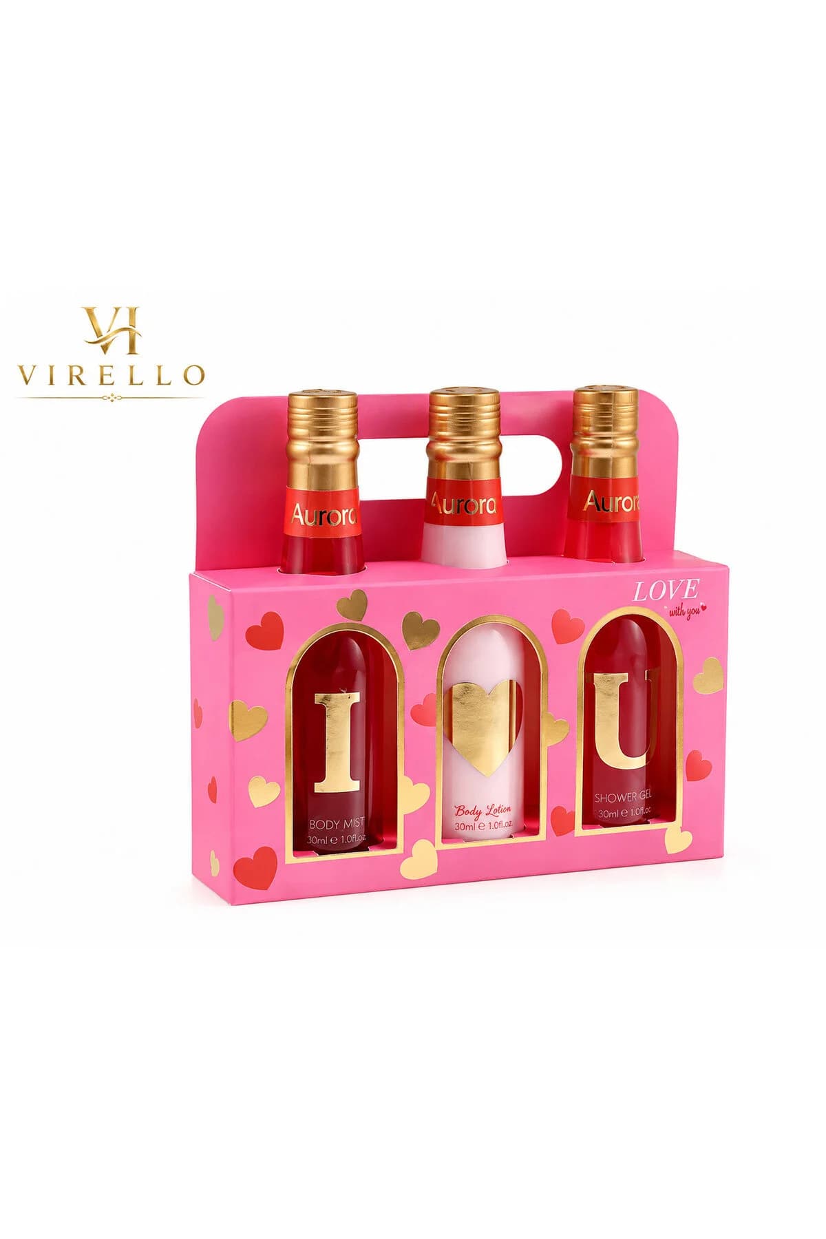 Set cadou Love 3 piese – Body Mist, Loțiune de Corp și Gel de Duș