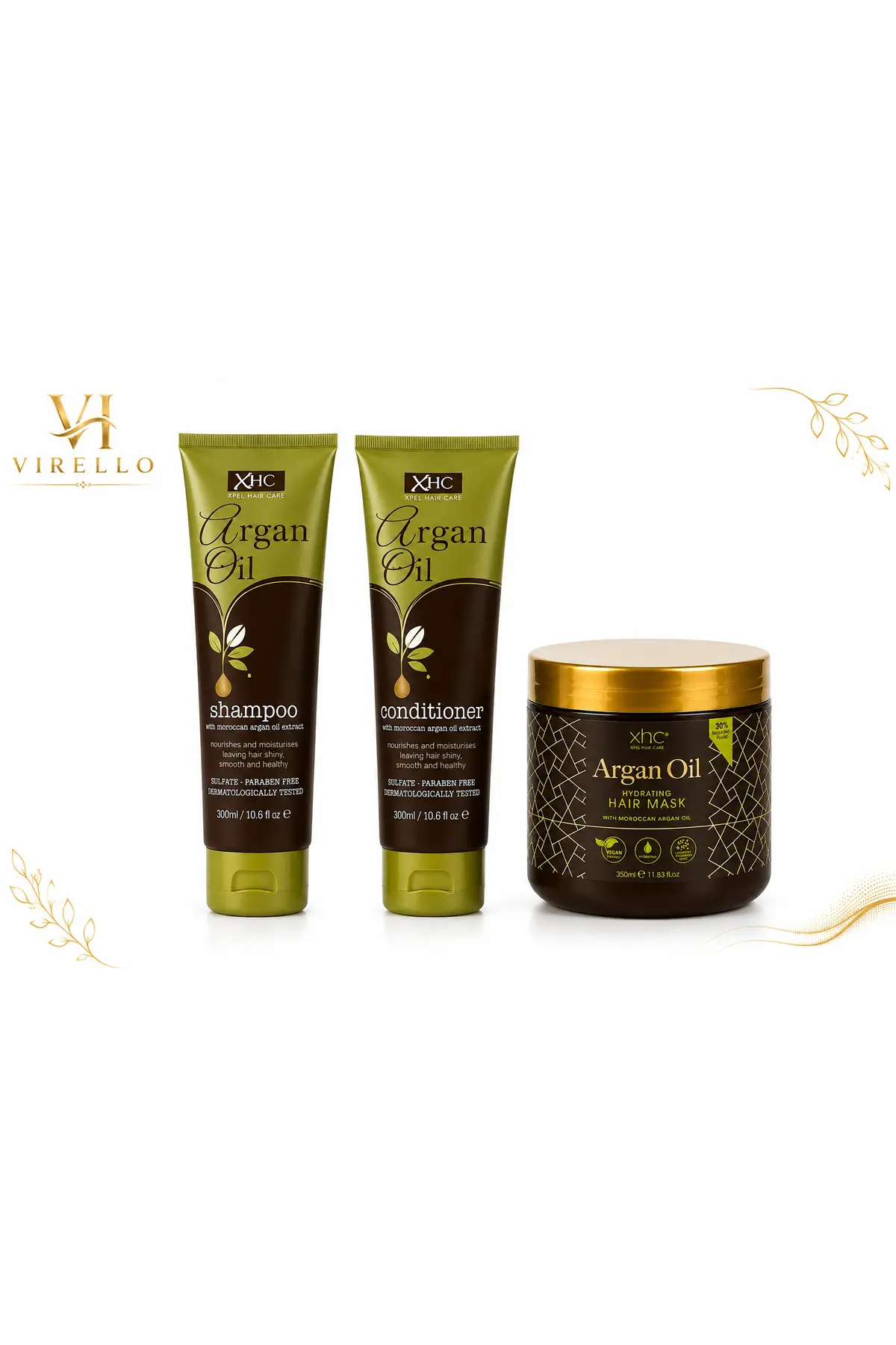 Set Argan Oil – Șampon 300 ml + Balsam 300 ml + Mască hidratantă 350 ml, cu ulei de argan