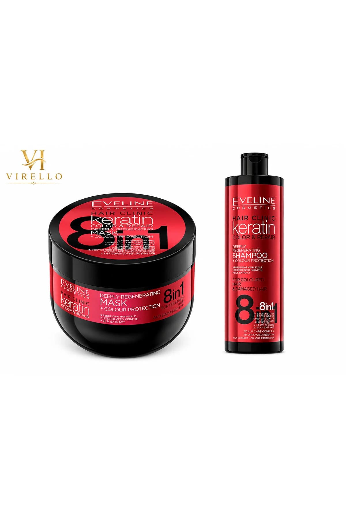 Set Hair Clinic Keratin Color & Repair 8in1 – Șampon 500ml+ Mască regenerantă pentru păr vopsit și deteriorat 500 ml