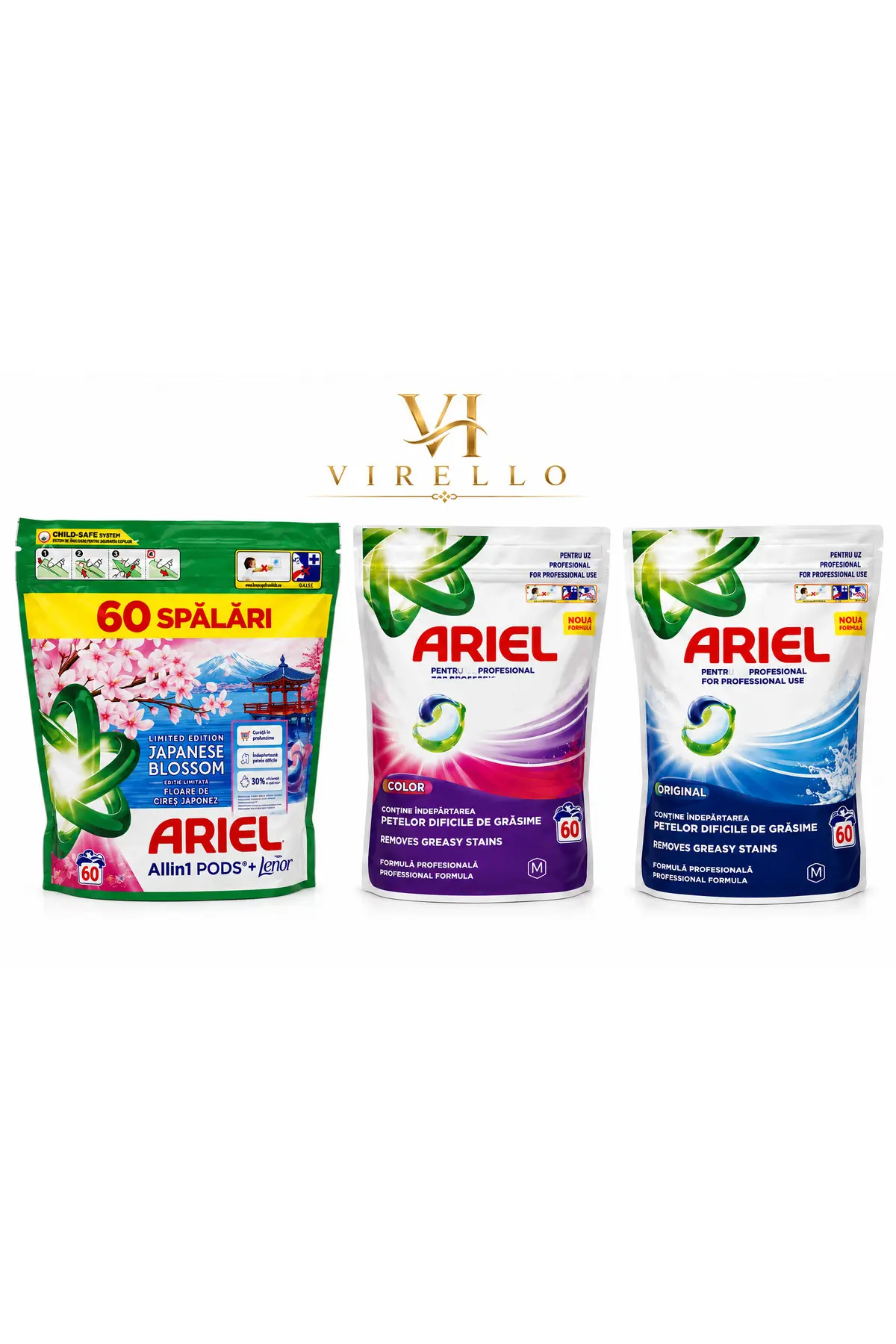 Set Ariell All in 1 Pods – 3 variante, 60 capsule fiecare, 180 capsule în total
