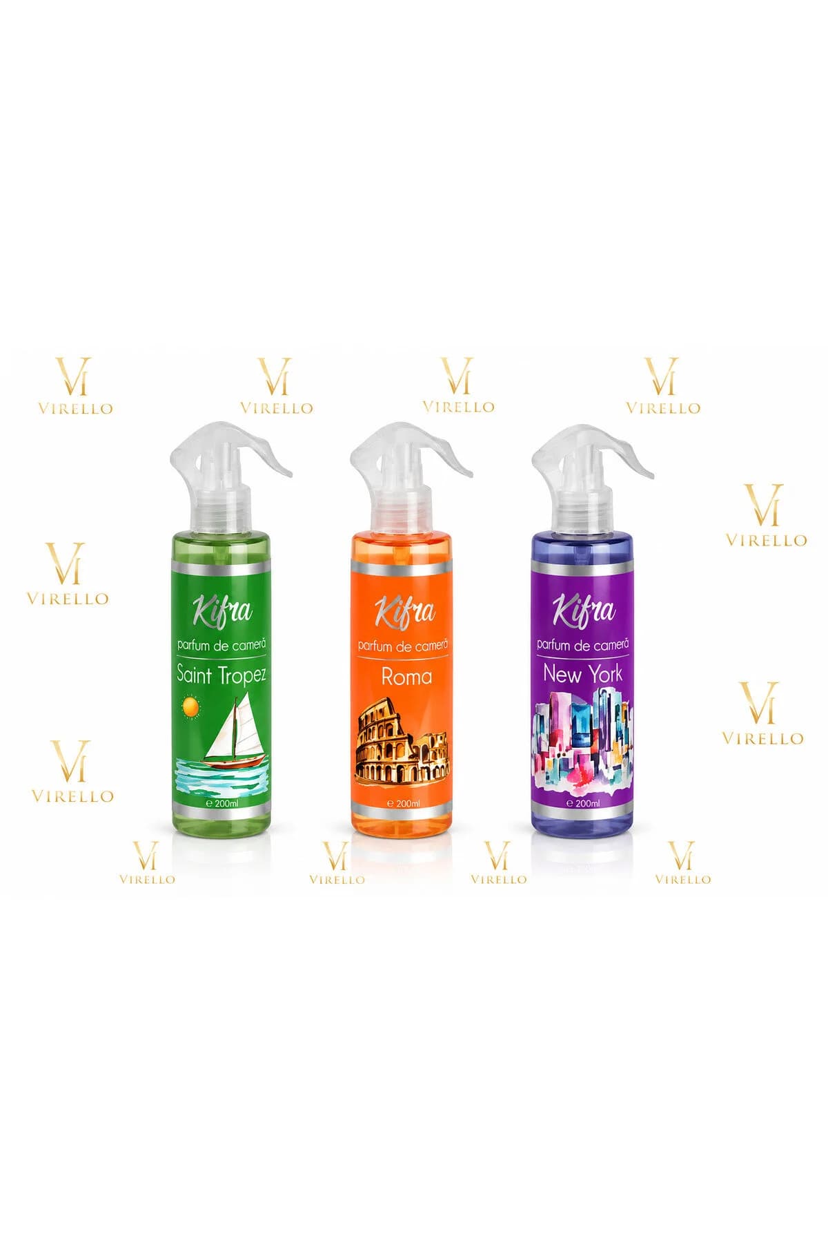 Set 3 Parfumuri de Cameră – Saint Tropez, Roma și New York, 200 ml/buc