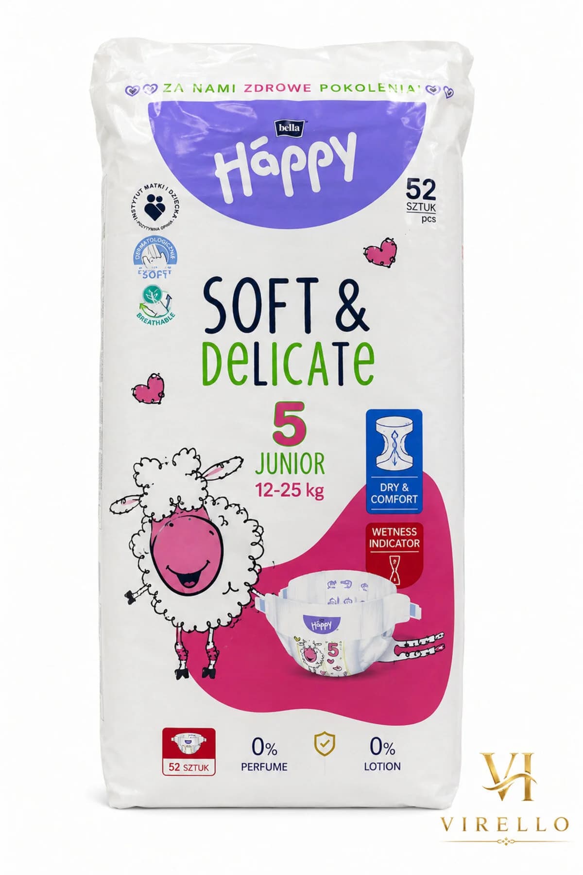 Scutece Soft & Delicate Nr. 5 Junior, 12–25 kg, 52 bucăți