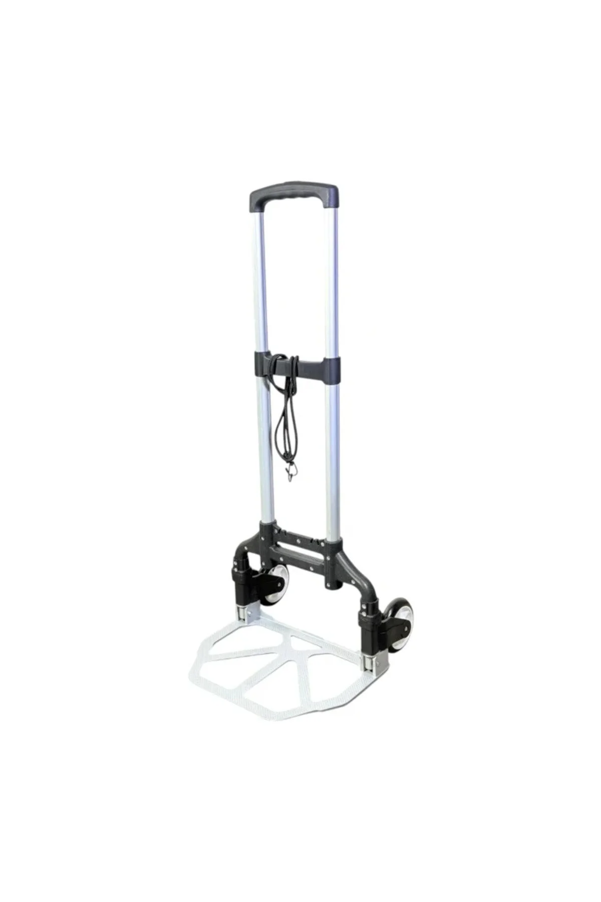 Cărucior pliabil multifuncțional pentru transportul bagajelor și a cumpărăturilor, structură metalică, sarcină maximă 75 kg, mâner telescopic reglabil, roți duble