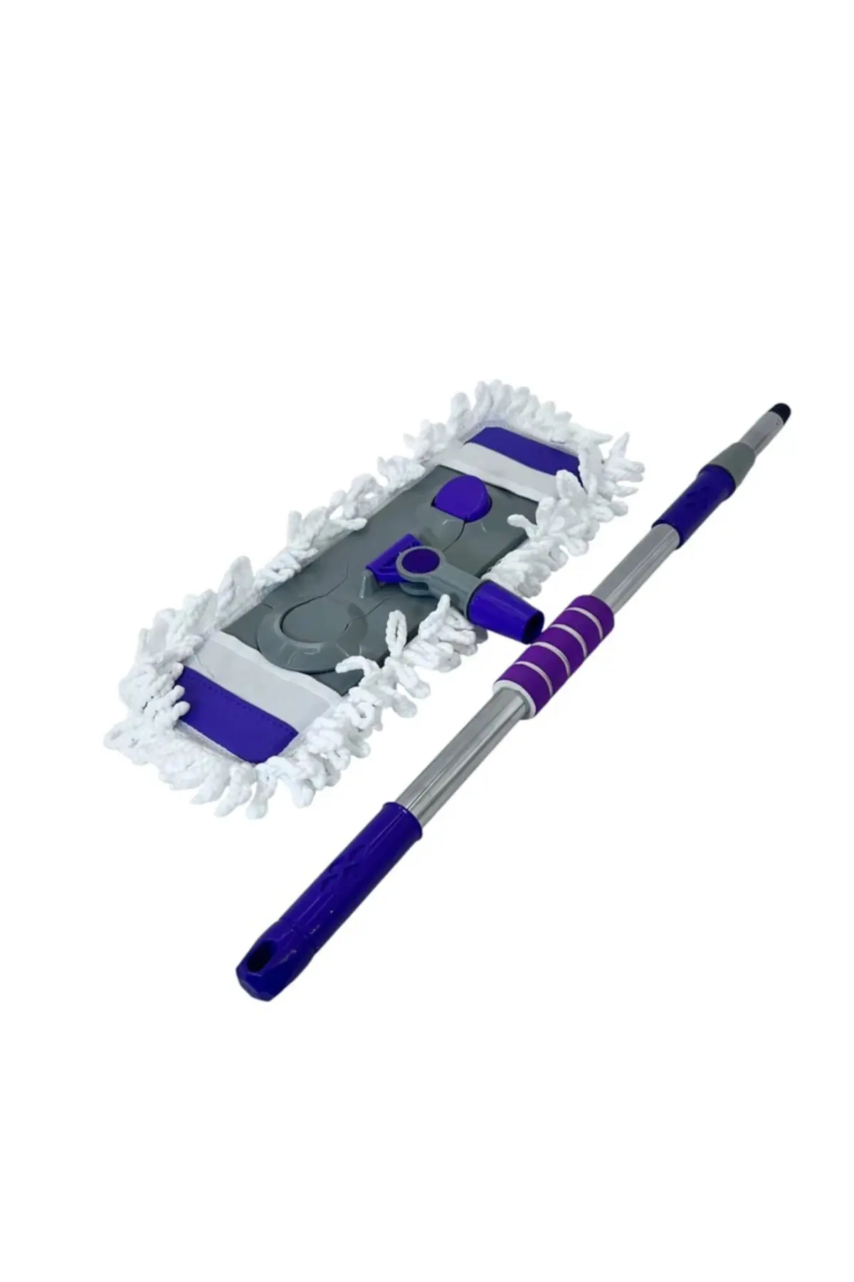 Mop plat cu mâner de 45 cm – Microfibră super absorbantă, Mâner metalic reglabil, Ideal pentru pardoseli umede și uscate