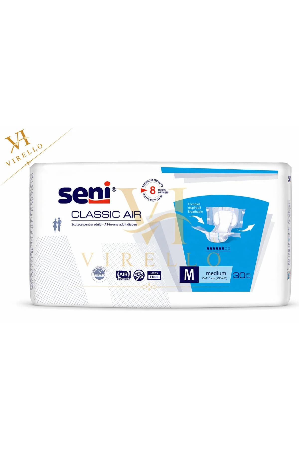 Classic Air Medium M – Scutece pentru adulți, absorbție 8, 30 bucăți