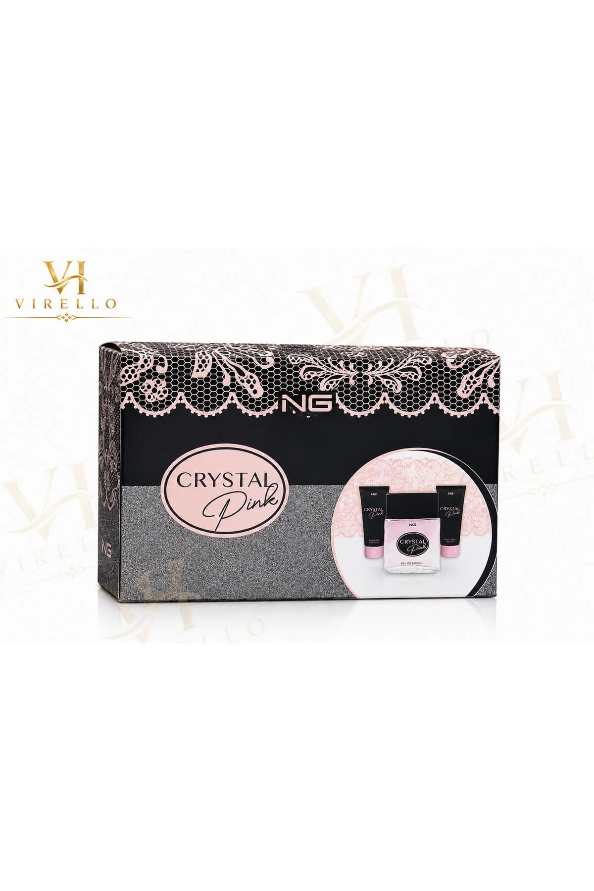 NG Crystal Pink – Set Cadou Damă, EDP 100 ml + Gel de Duș 50 ml + Loțiune de Corp 50 ml