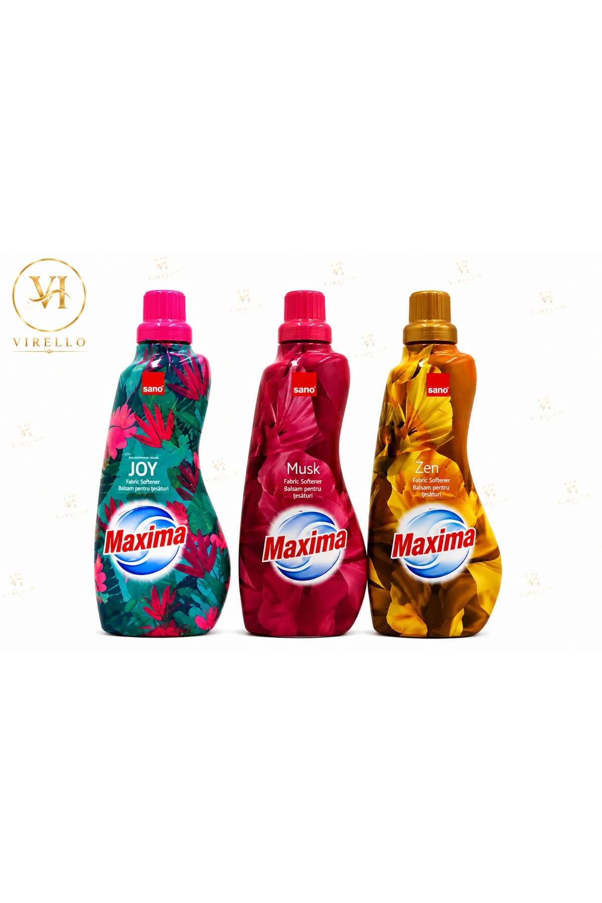 Set 3 balsamuri de rufe Maxima Joy, Musk și Zen, 1 L fiecare, 40 spălări