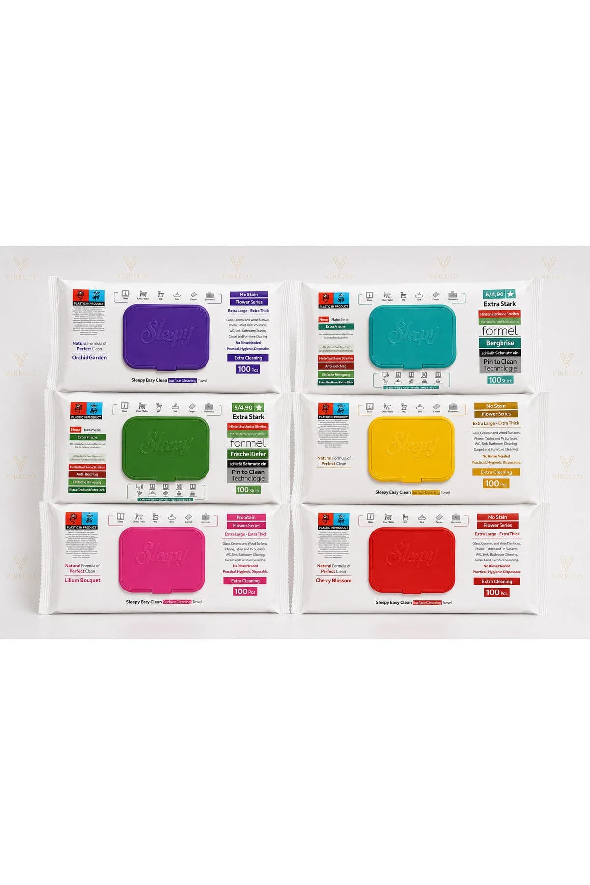 Set 6 Slepy Pachete Șervețele Umede Multisuprafețe Easy Clean, 100 buc/pachet, Diverse Variante