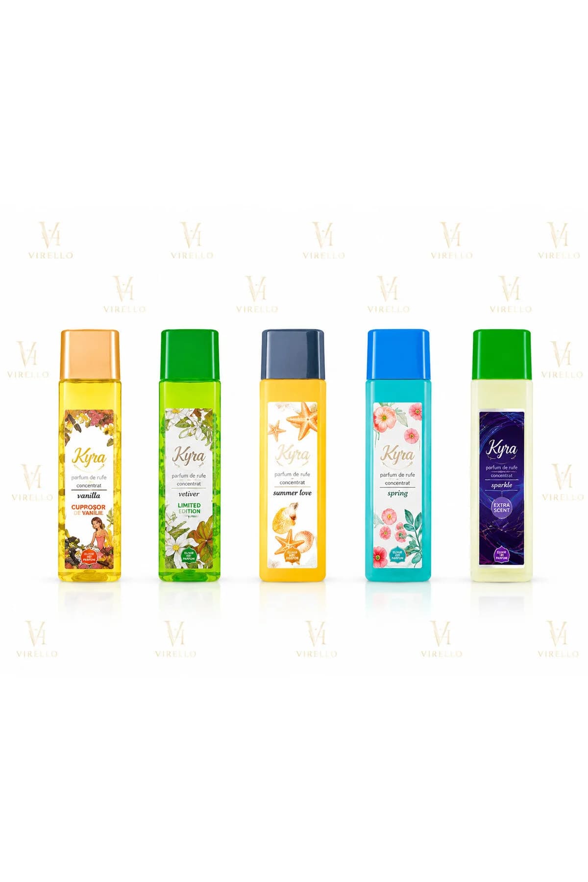 Set 5 Parfumuri de Rufe Concentrate Kyra – Vanilla, Vetiver, Summer Love, Spring și Sparkle