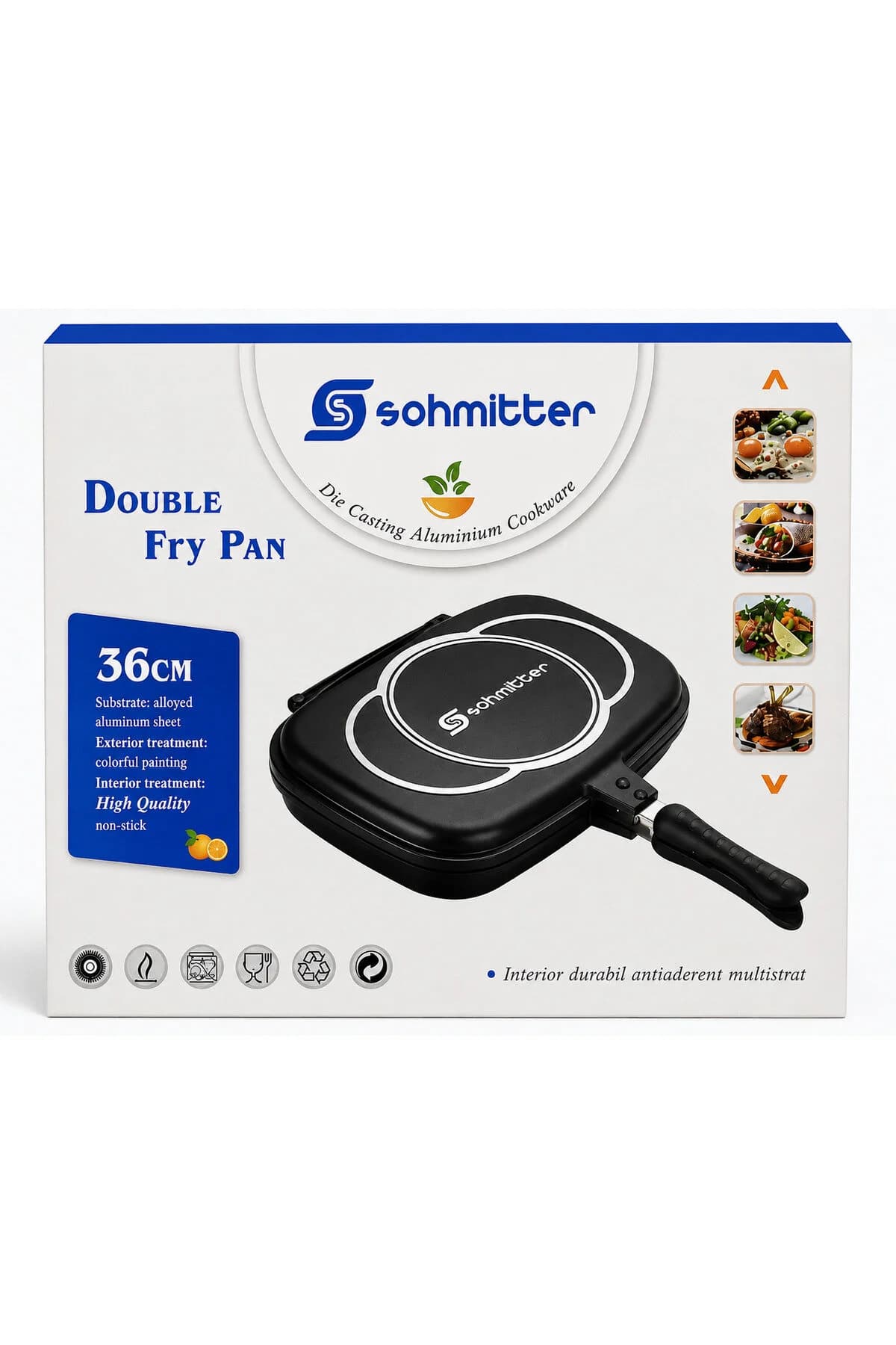 Tigaie dublă Sohmitter Double Fry Pan, antiaderentă, 36 cm
