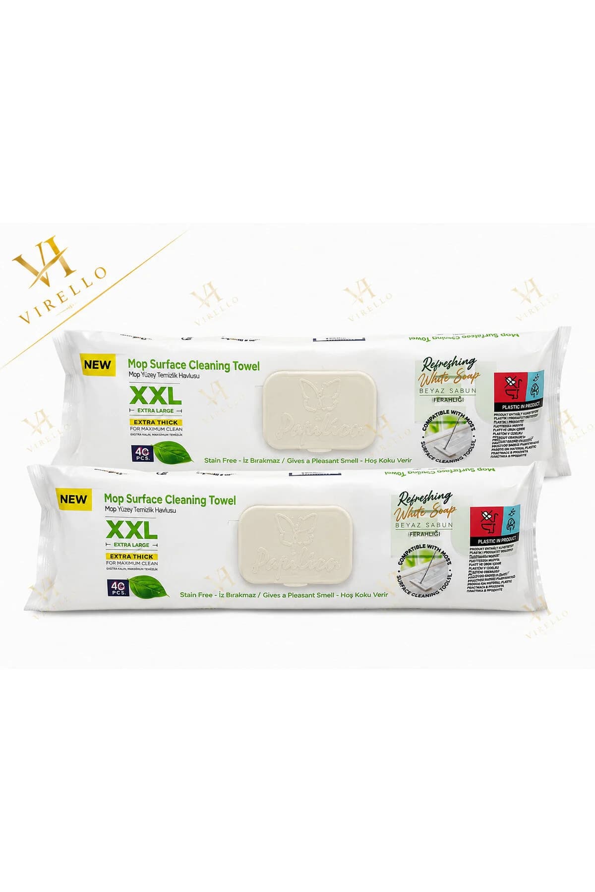 Set 2 x Mop Surface Cleaning Towel XXL – Lavete umede pentru mop și suprafețe, 40 buc/pachet