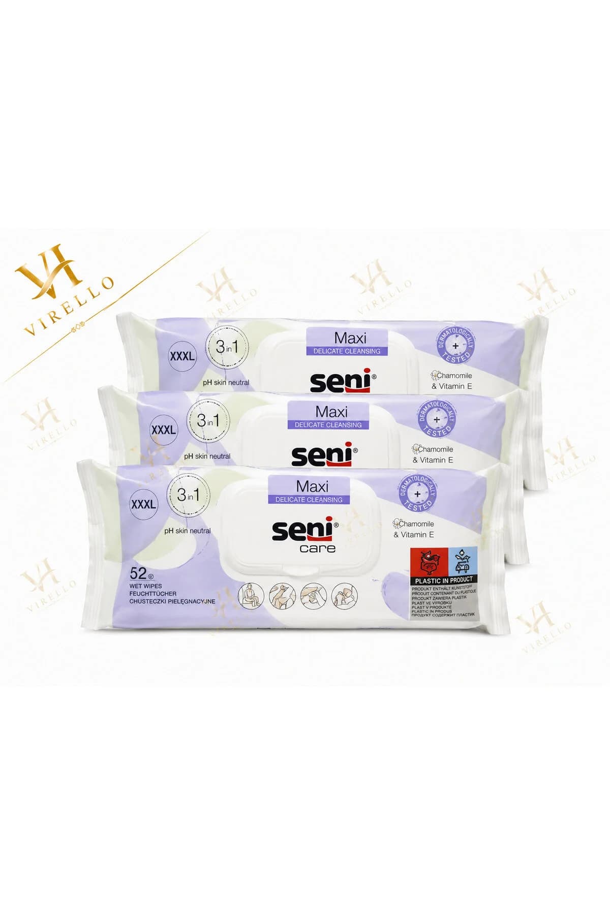 Set 3 x Care Maxi – Șervețele umede pentru îngrijire, 52 buc/pachet, 156 bucăți total