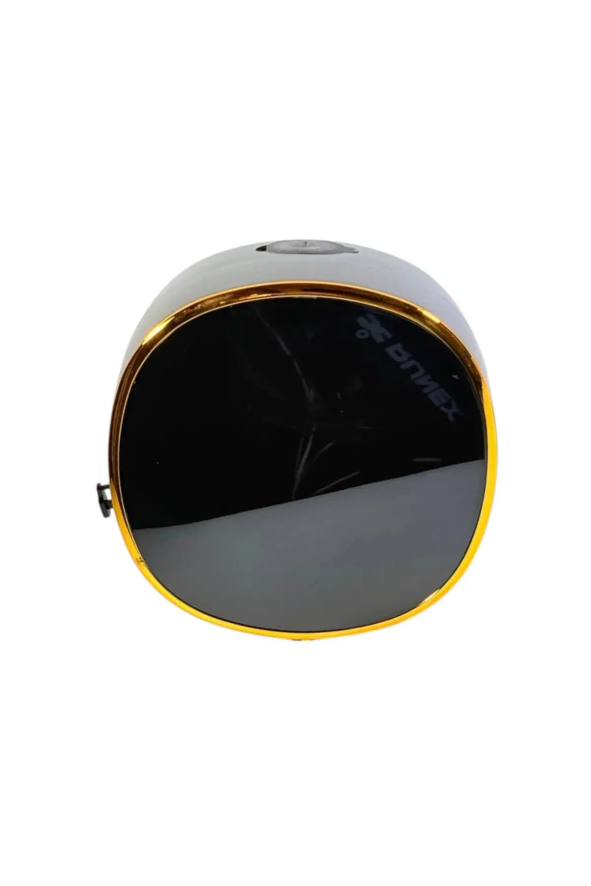 Dozator automat de săpun spumă cu senzor de mișcare, reîncărcabil, afișaj digital, design rotund negru cu ornamente aurii