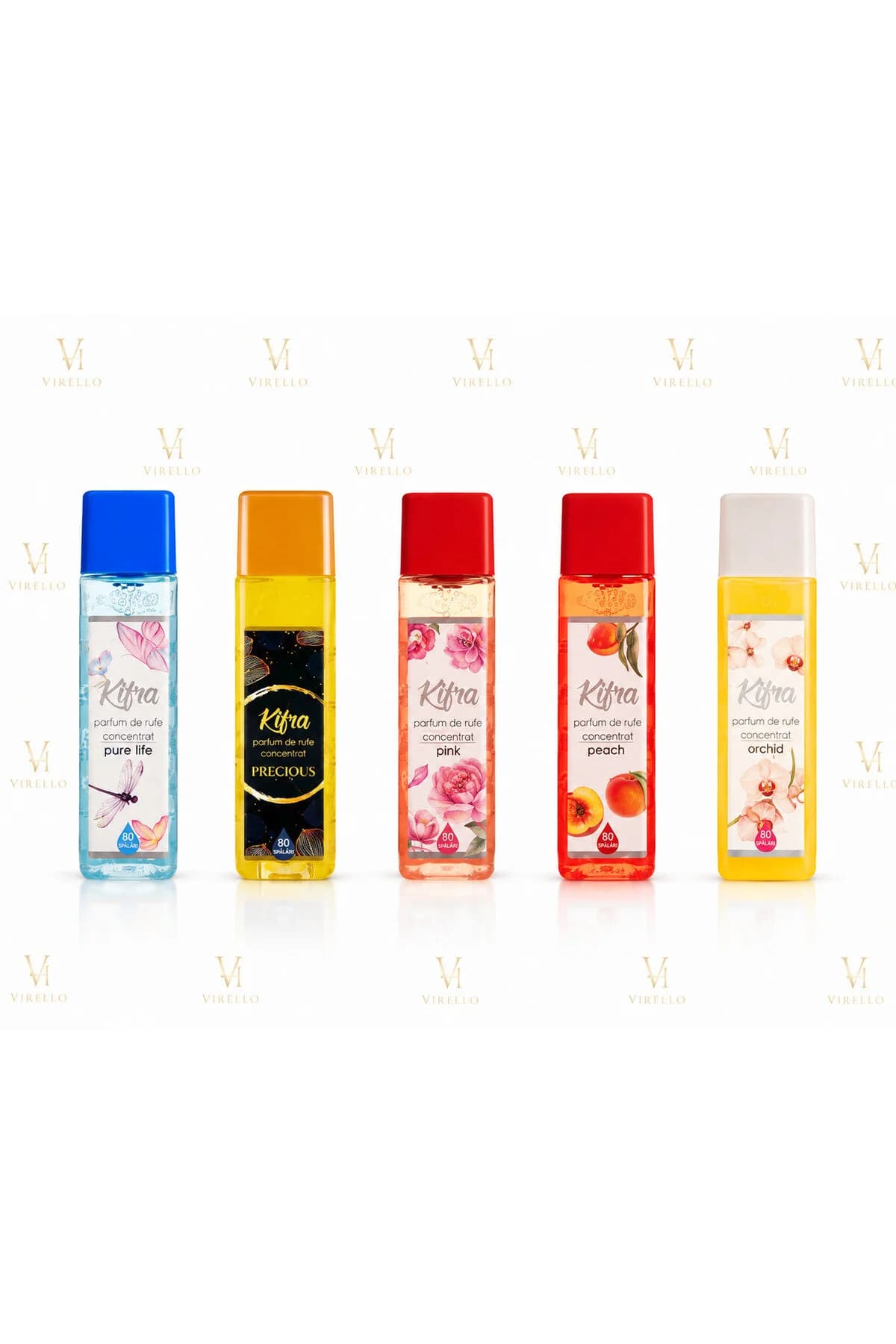 Set 5 Parfumuri de Rufe Concentrate – Pure Life, Precious, Pink, Peach și Orchid, 200 ml/buc