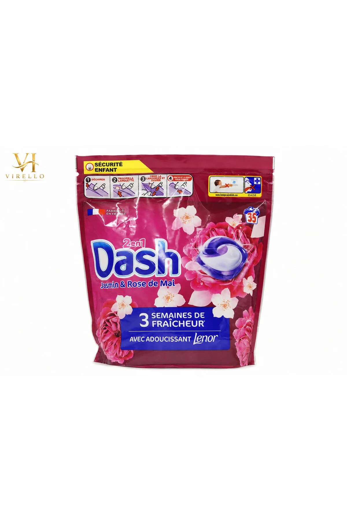 Capsule detergent rufe 2în1 Jasmin & Rose de Mai cu balsam Lenor, 35 capsule