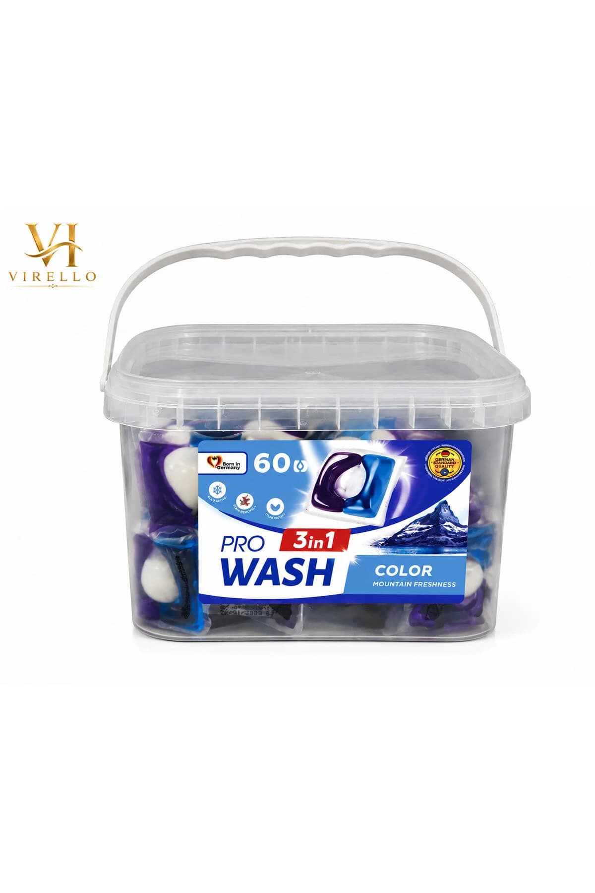 Capsule detergent rufe Pro Wash 3în1 Color Proaspătătate de Munte, 60 capsule