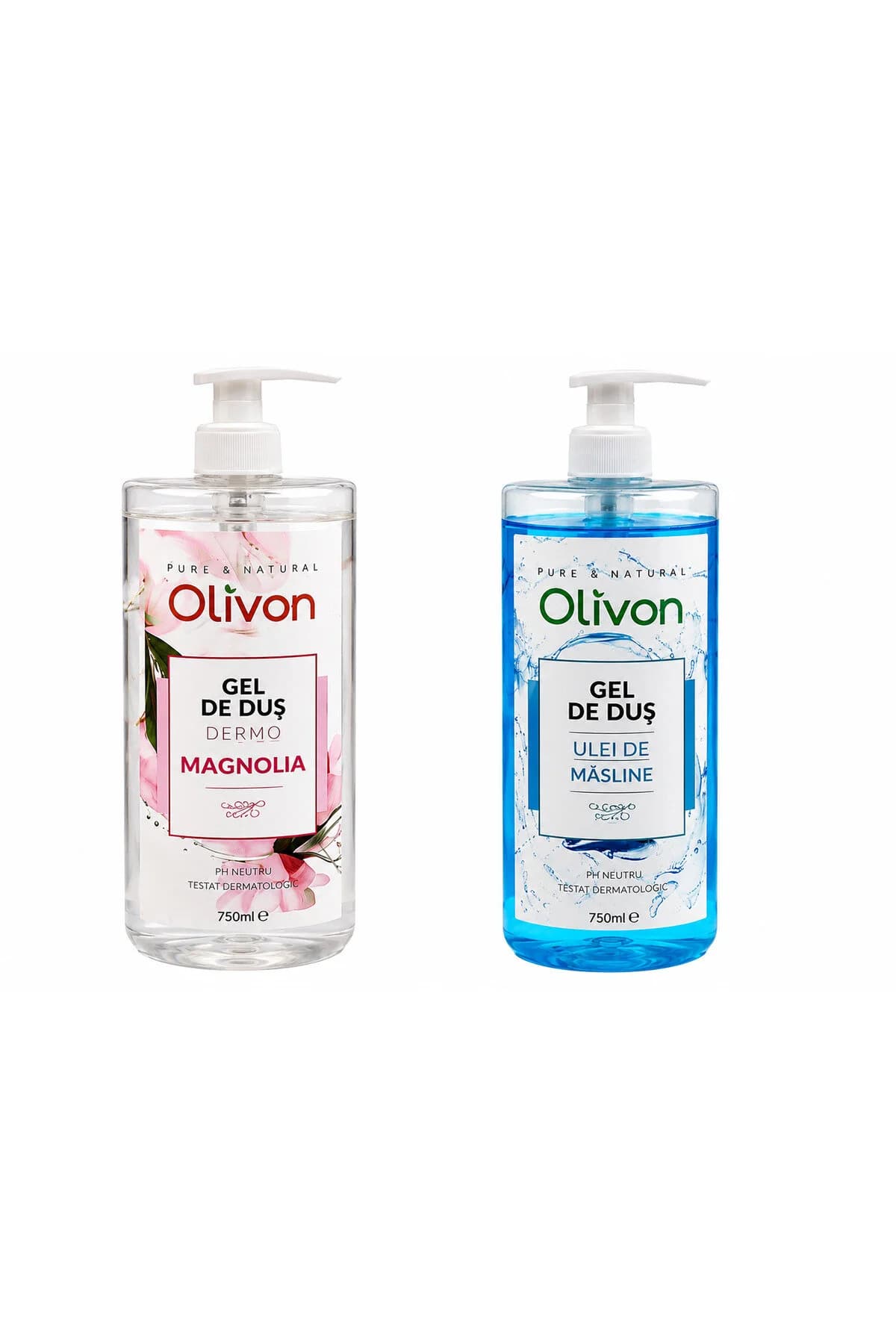 Set 2 geluri de duș Olivon, Magnolia & Ulei de Măsline, 750 ml fiecare