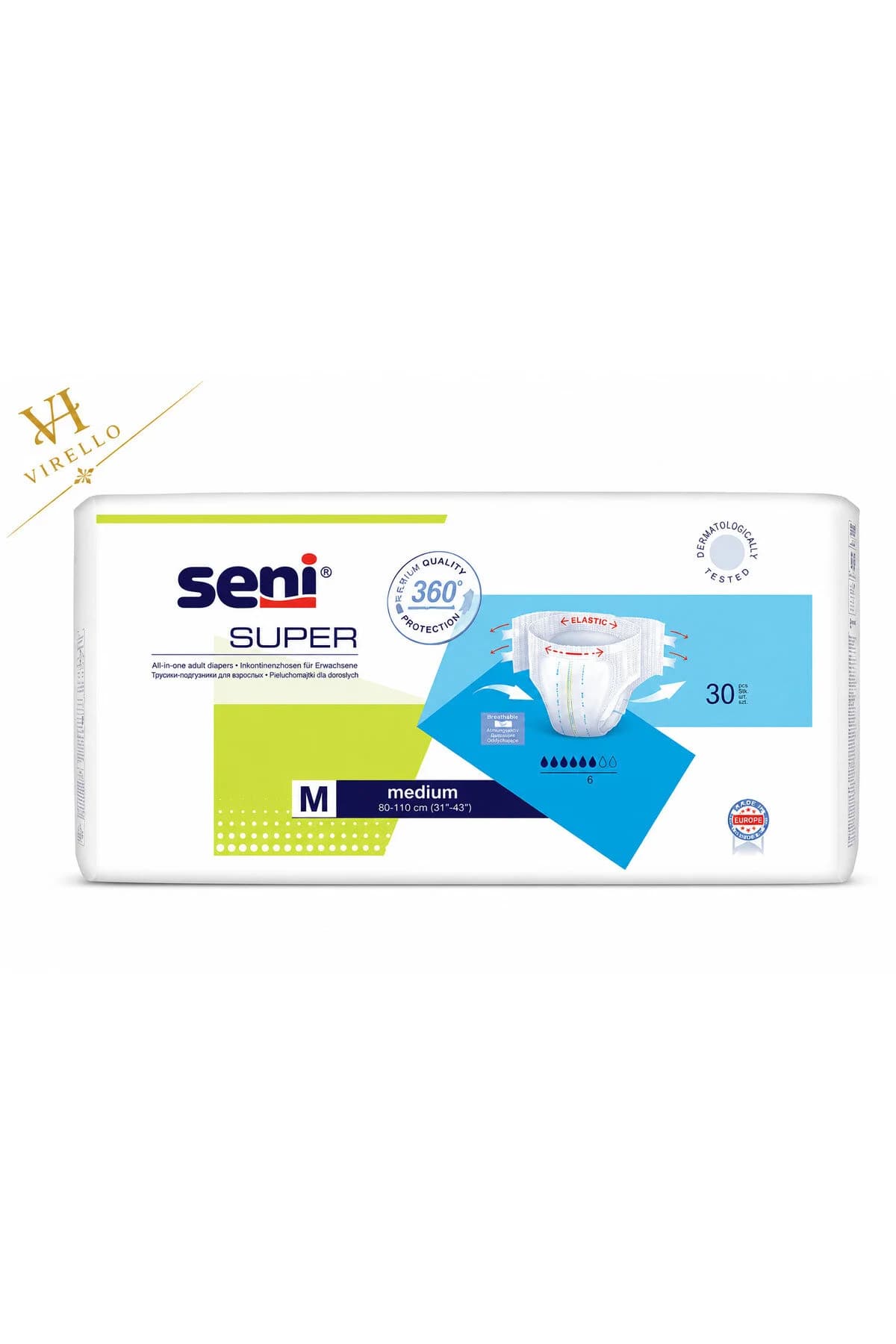 Super Medium M – Scutece pentru adulți, absorbție 6, 30 bucăți