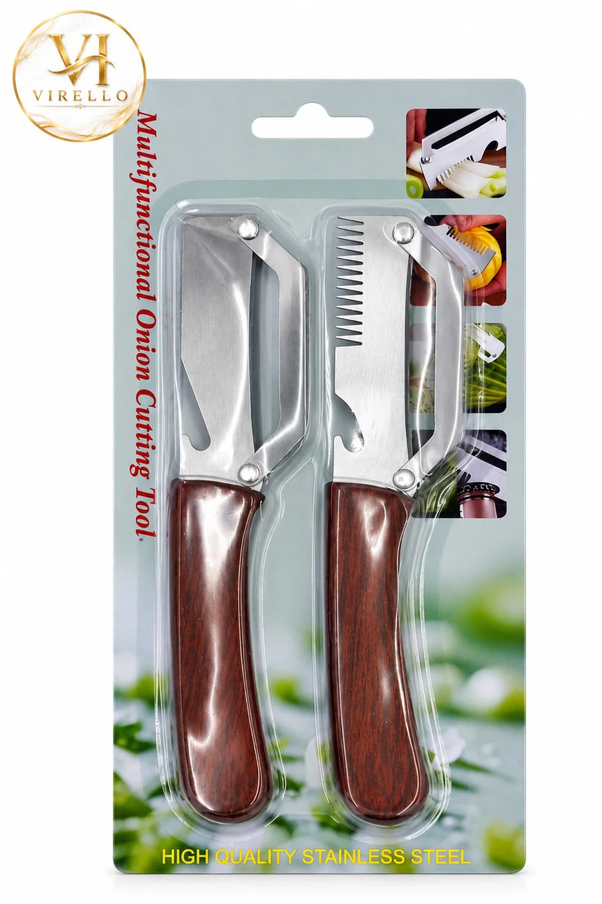 Set 2 Cuțite Multifuncționale pentru Legume A-16720, Oțel Inoxidabil, Mâner Ergonomic