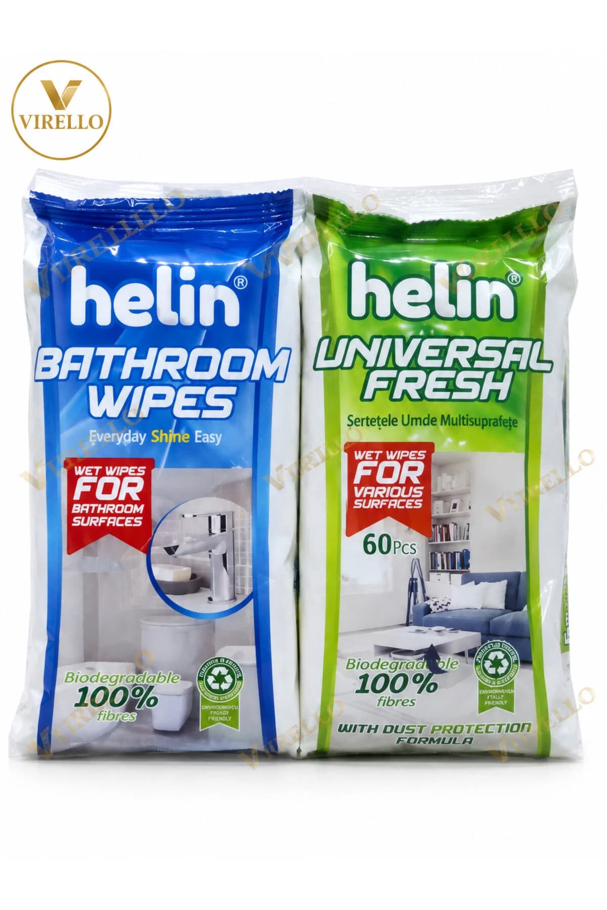 Set 2 x Șervețele umede pentru curățenie – Bathroom Wipes + Universal Fresh, 60 buc/pachet