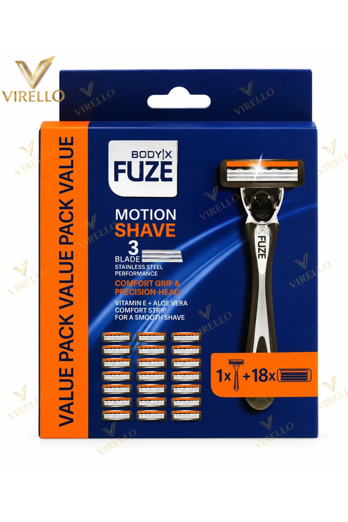 Aparat de ras Body-X Fuze Motion Shave, 3 lame, 1 mâner + 18 rezerve