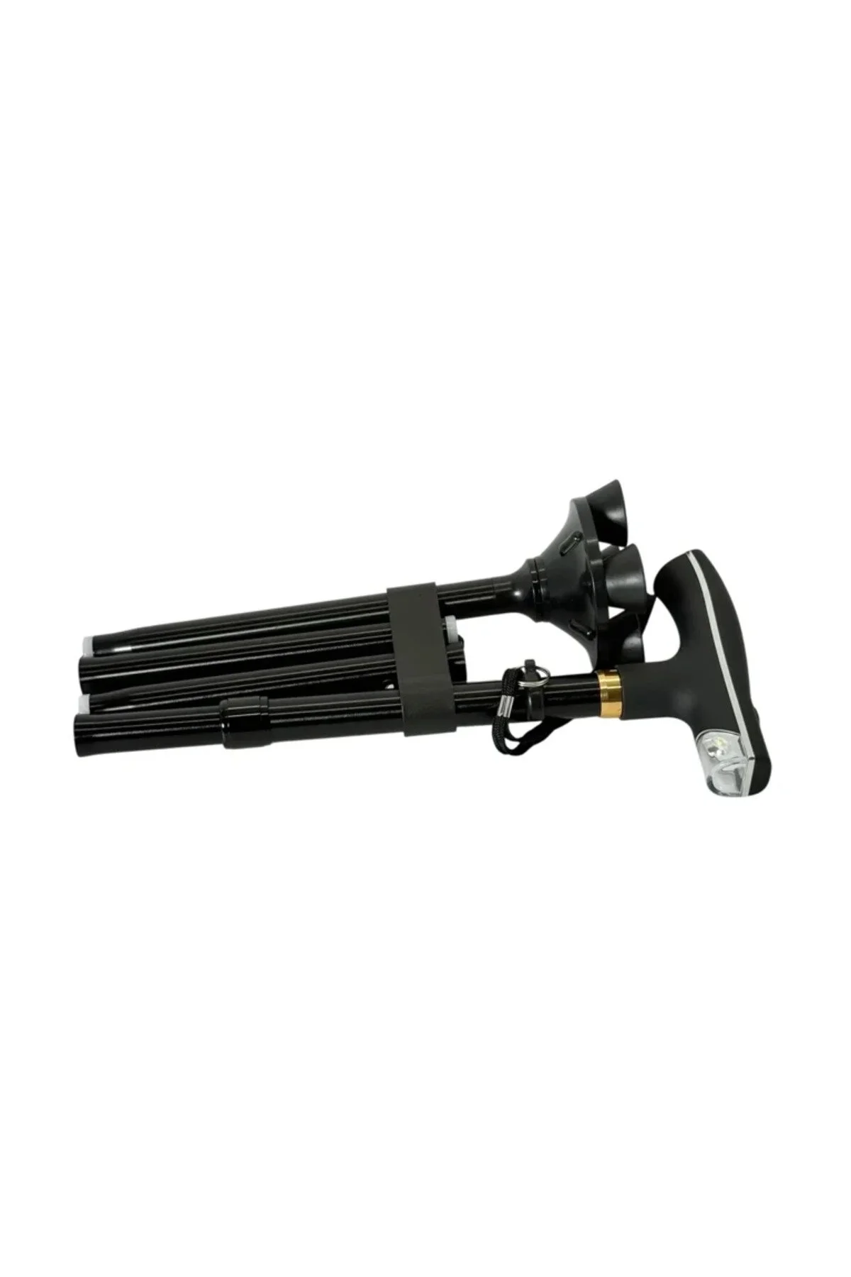 Baston pliabil din aluminiu, Mâner ergonomic, Lumină LED, Suport stabil anti-alunecare, Înălțime reglabilă, Portabil, Practic și sigur, Ideal pentru vârstnici, Călătorii, Asistență pentru mobilitate