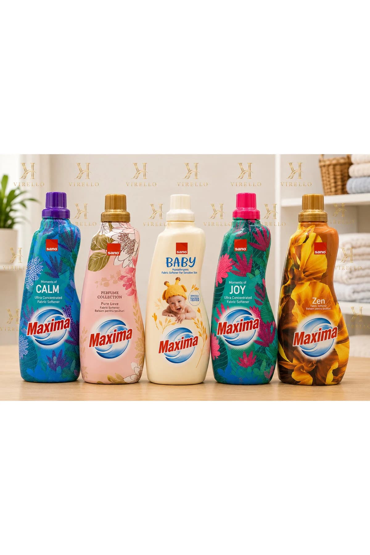 Set 5x1L Balsamuri de Rufe Sano – Calm, Dragoste Pură, Bebeluș, Bucurie & Zen