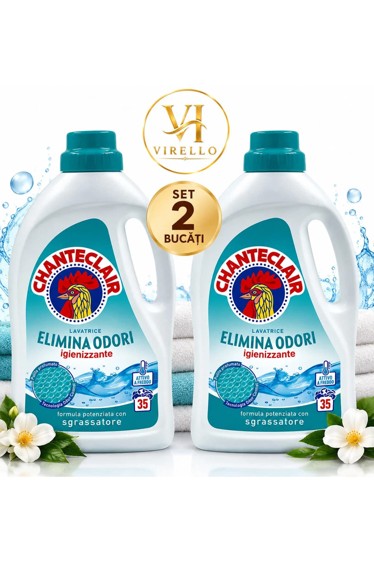 Set 2 Detergenți Lichizi Chanteclair Elimina Odori Igienizzante, 1.575 L, 35 Spălări/Buc
